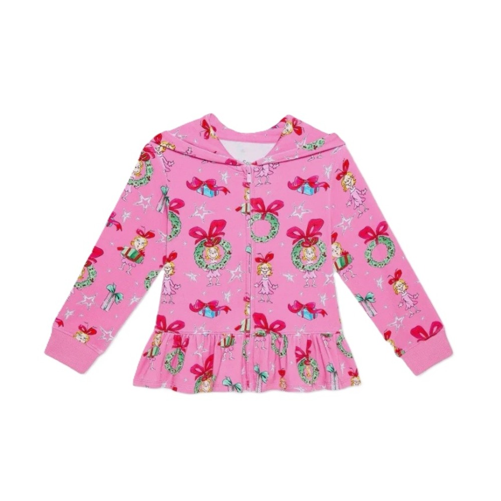 Posh Peanut 2T Dr. Seuss Grinch Pink Cindy Lou Who Zippered Hoodie NEW